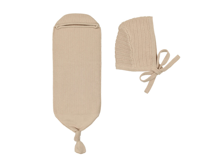 Knit Ribbed Cocoon and Bonnet