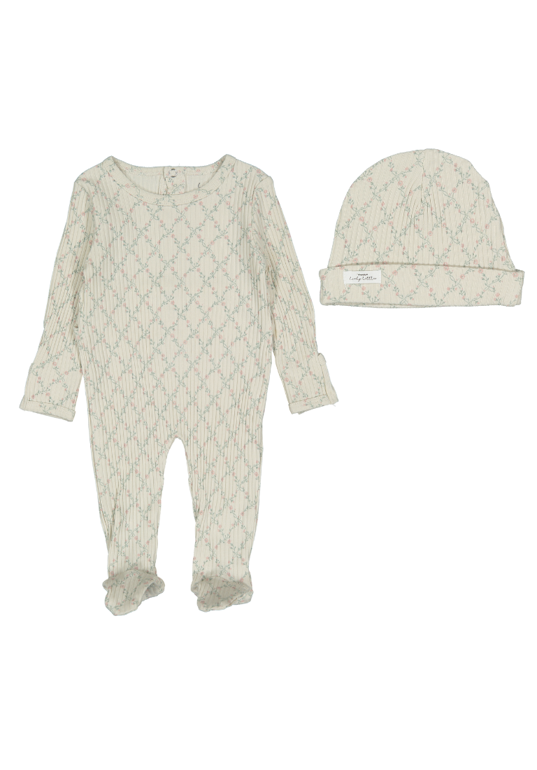 Lattice Printed Romper & Hat