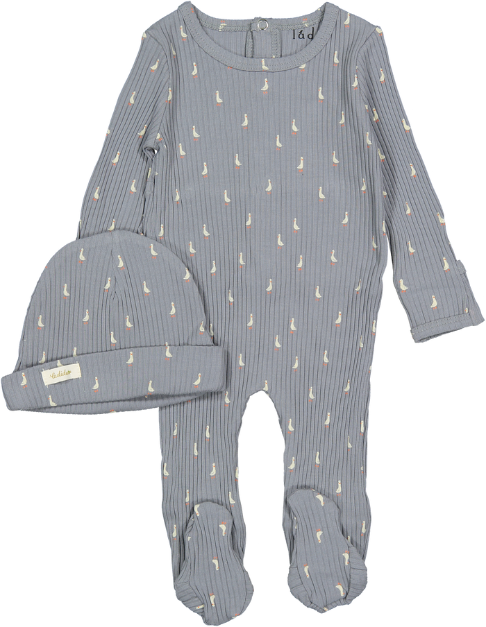 Ladida Goose Ribbed Footie & Hat