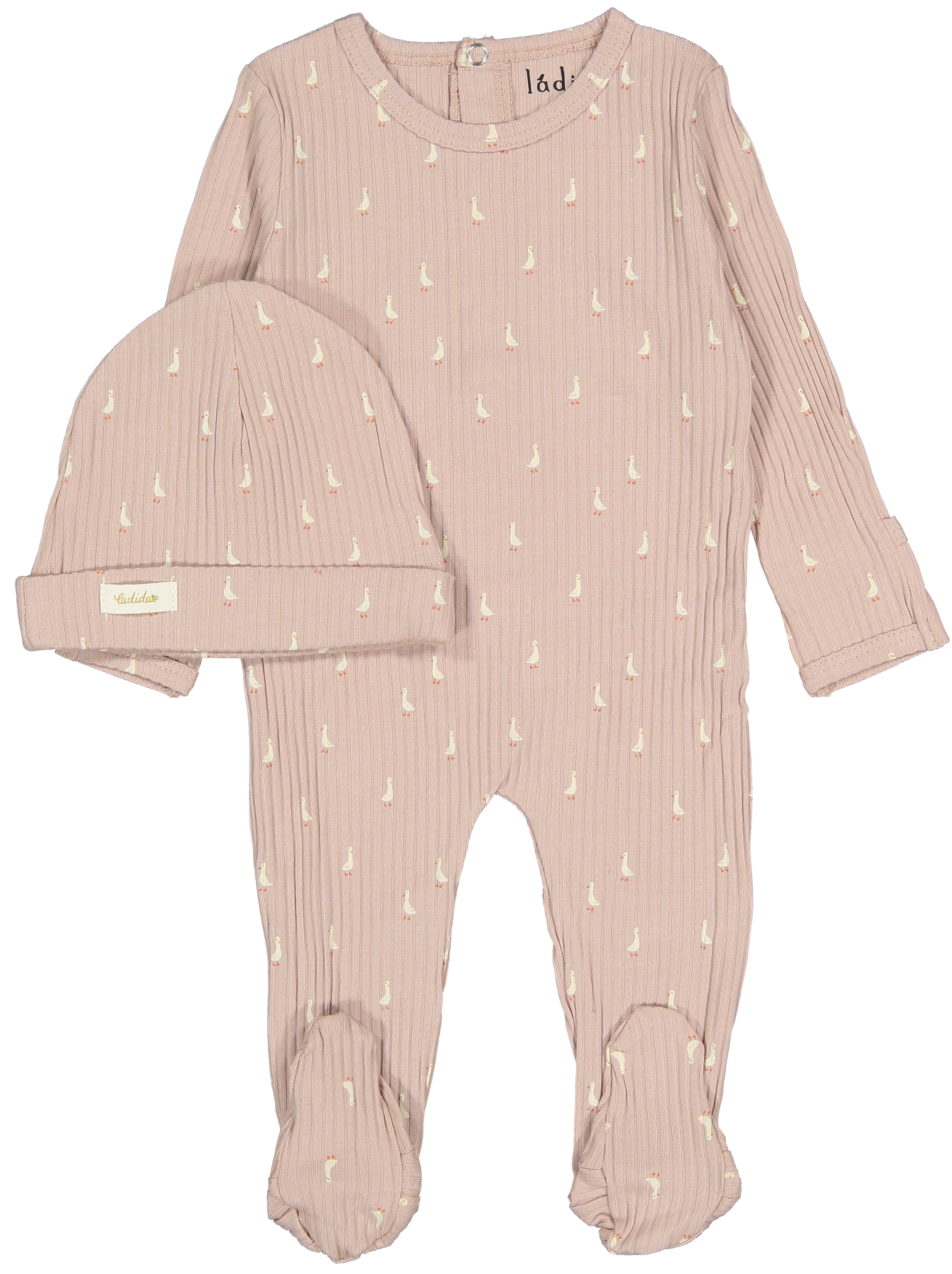 Ladida Goose Ribbed Footie & Hat