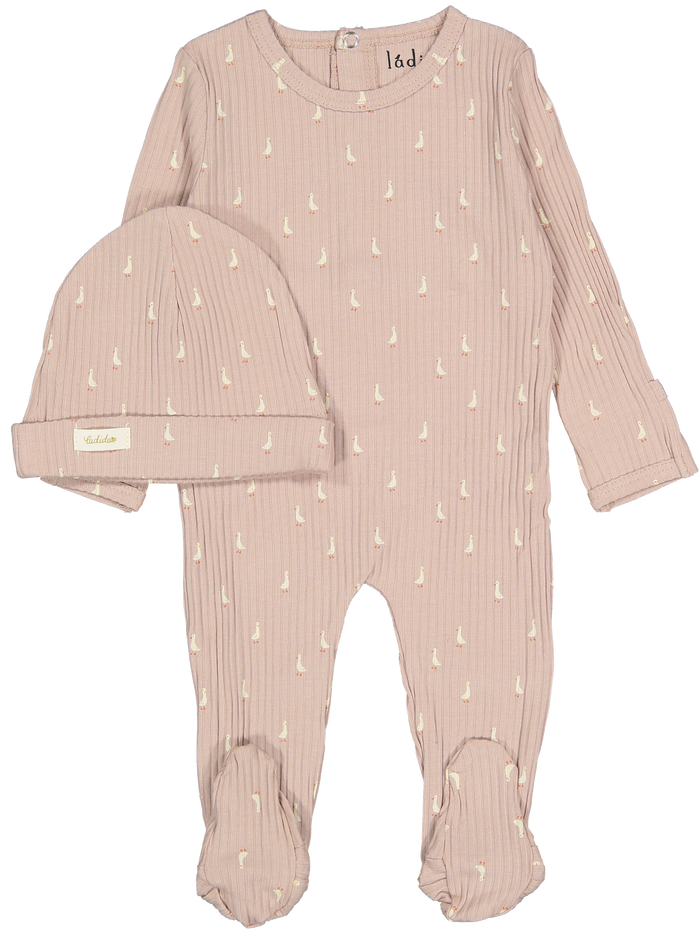 Ladida Goose Ribbed Footie & Hat