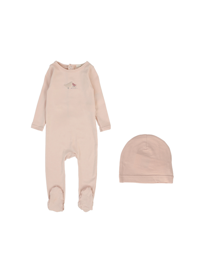 Bird Print Footie & Hat