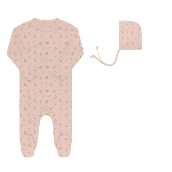 Garden Floral Print Footie & Hat