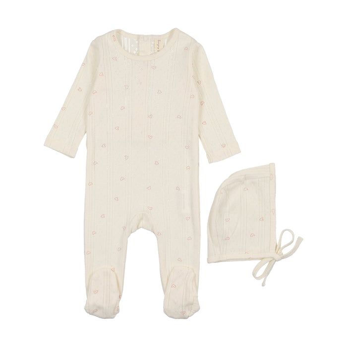 Printed Pointelle Footie &Hat