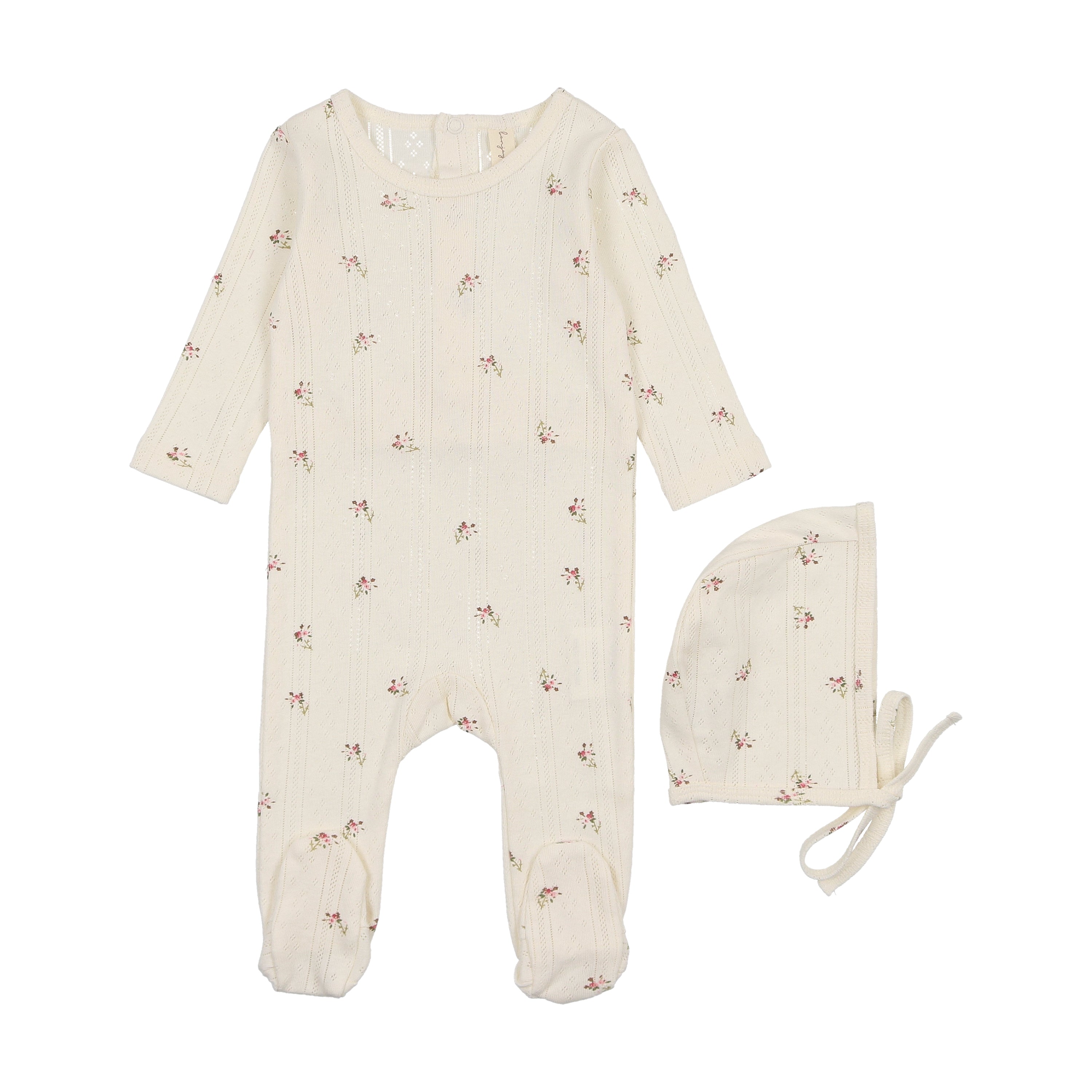 Printed Pointelle Footie &Hat
