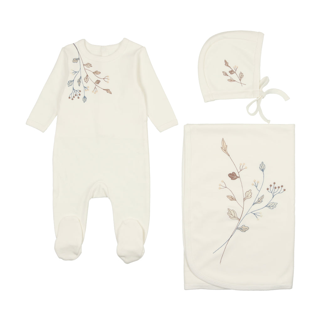 Floret Print Layette Set-Light Blue main image 1