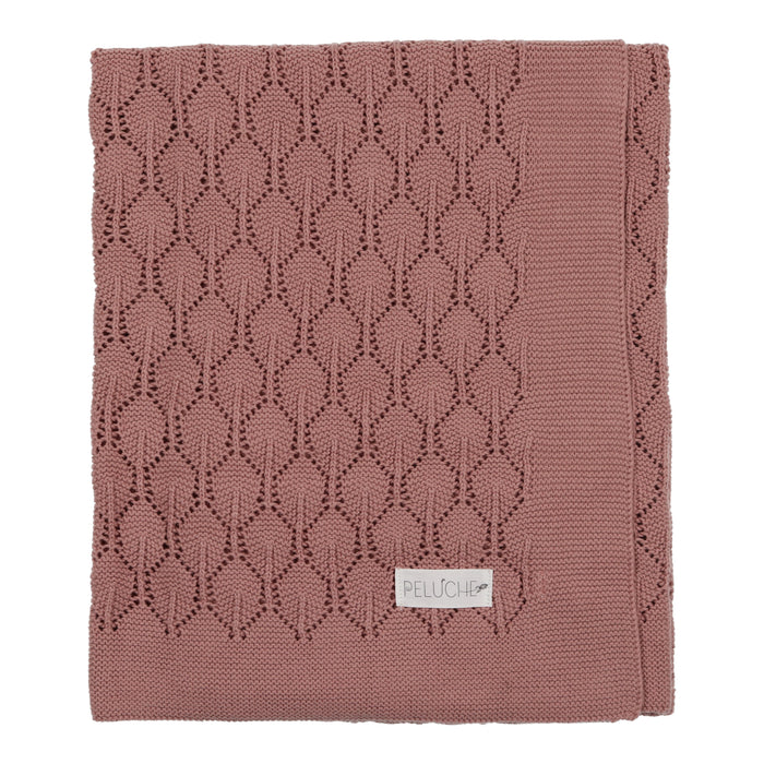Mauve Chunky Pointelle Knit Blanket