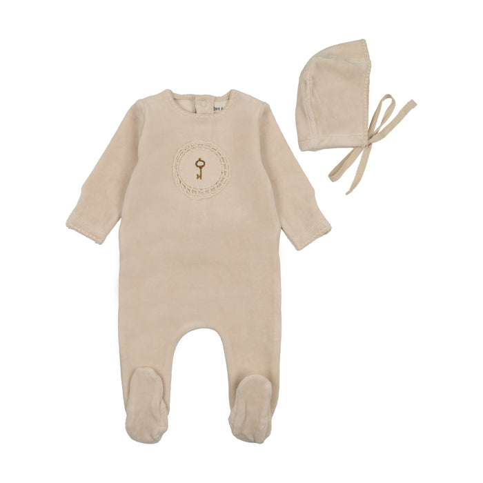 Crochet Velour Footie & Hat