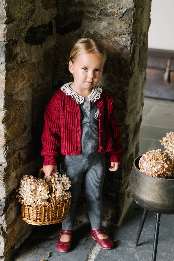 Primrose Blouse With Burgundy Suspender Leggings