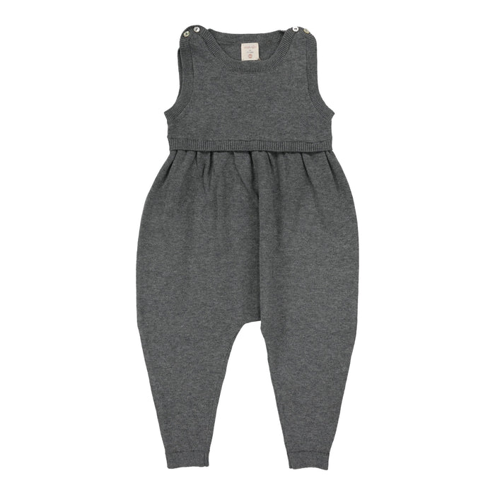 Grey Knit Overalls With Mockneck Shell