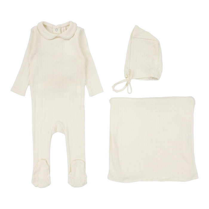 Fine Pointelle Collar Layette Set