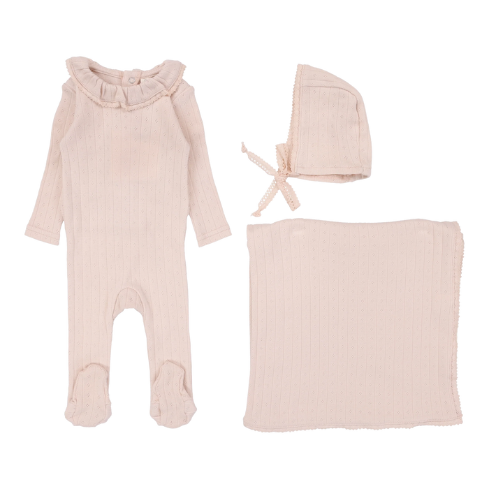 Fine Pointelle Collar Layette Set