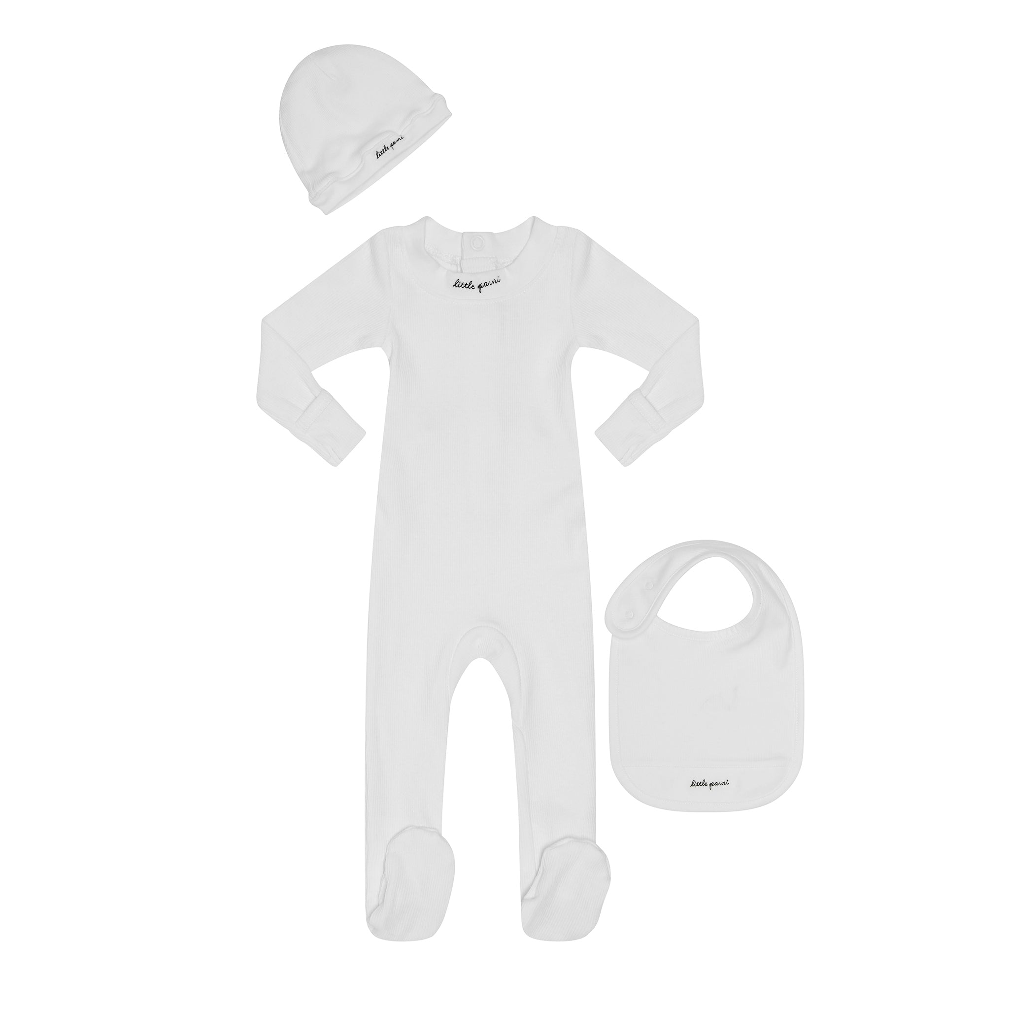 Baby Script Stretchy + Beanie + Bib