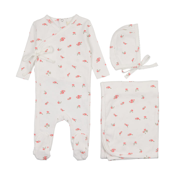 Pointelle Floral Side Snap Layette Set