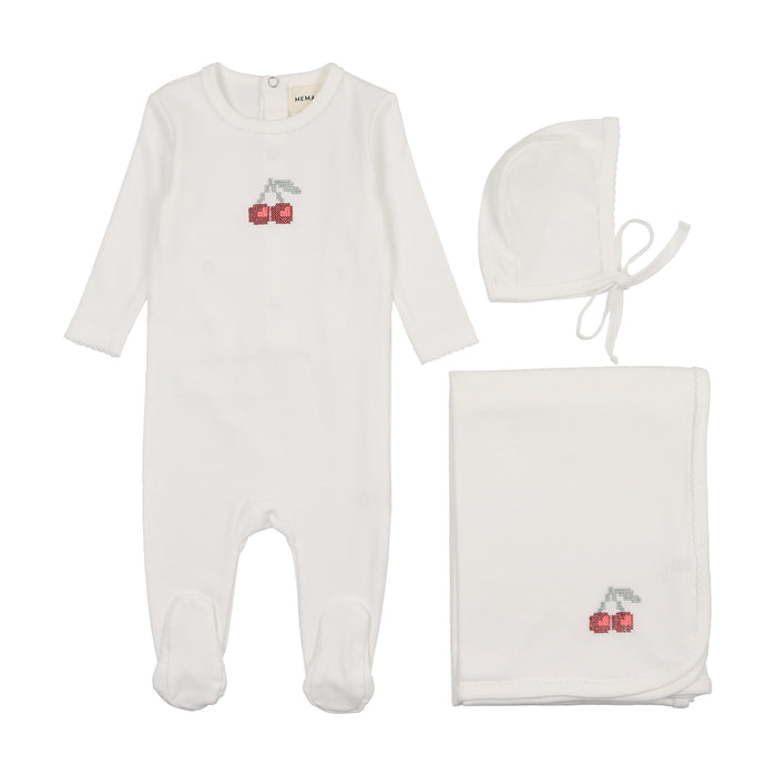 Embroidered Cherry Layette Set