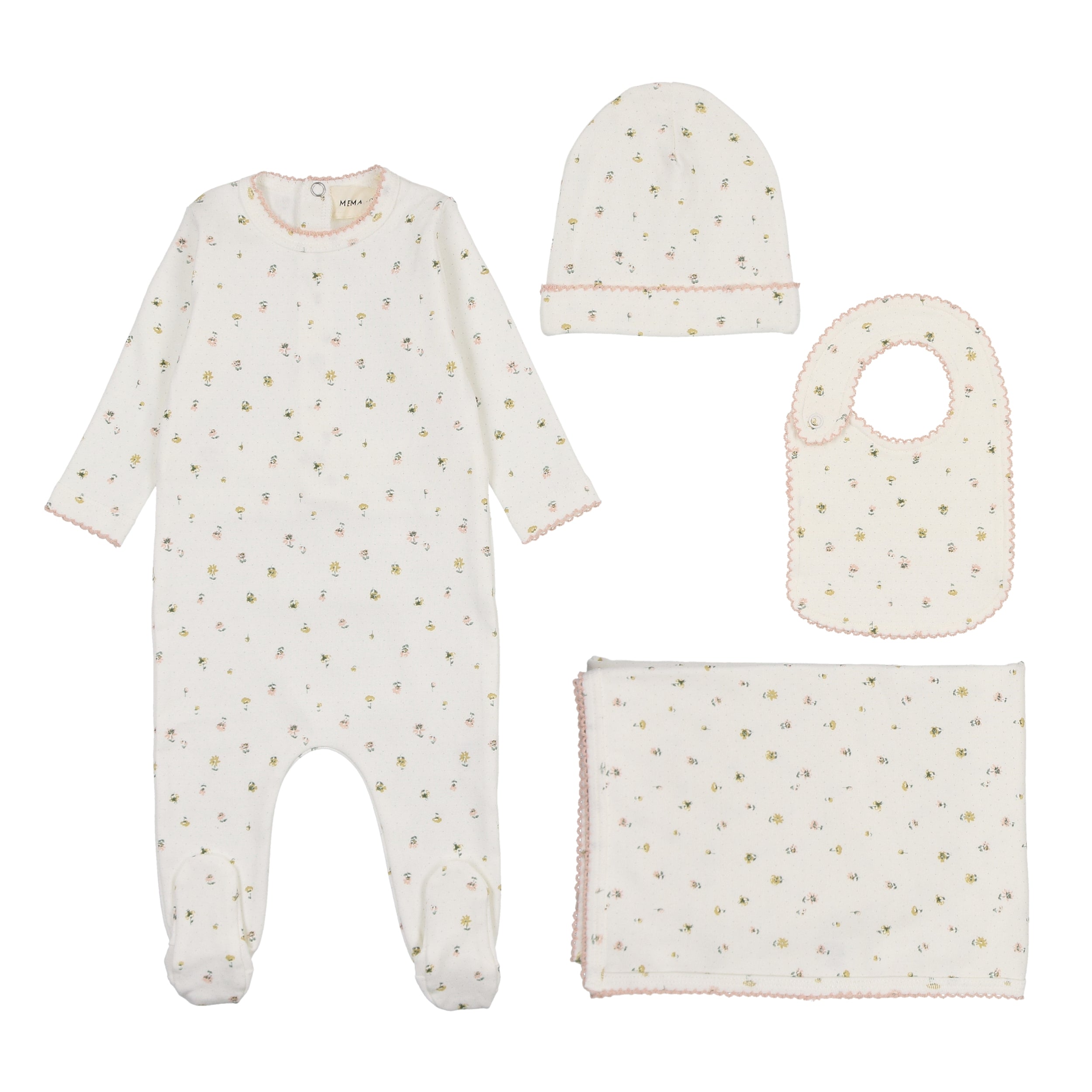 Polka Dot Floral Print Layette Set