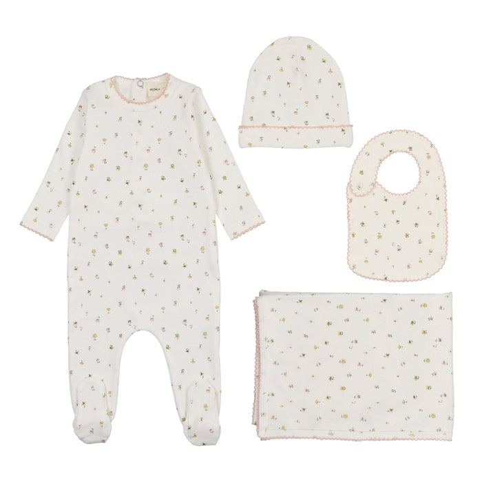 Polka Dot Floral Print Layette Set