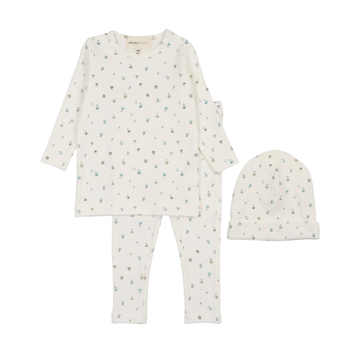 Polka Dot Floral Print Two Piece Set & Beanie