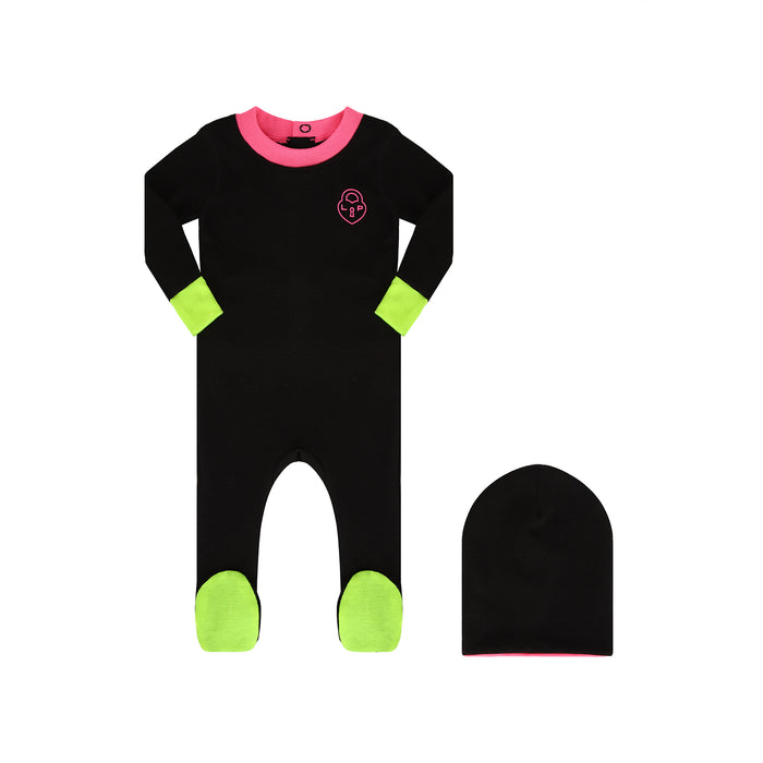 Heartlock Neon Cuff Footie & Hat