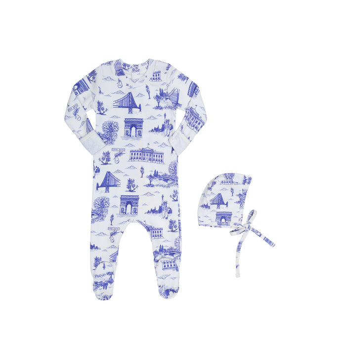 Little Parni Toile Footie & Hat