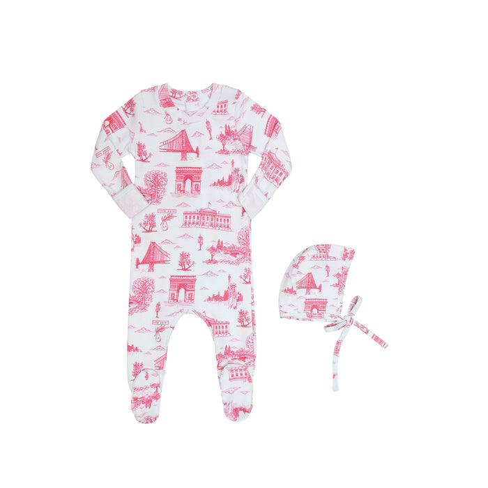 Little Parni Toile Footie & Hat