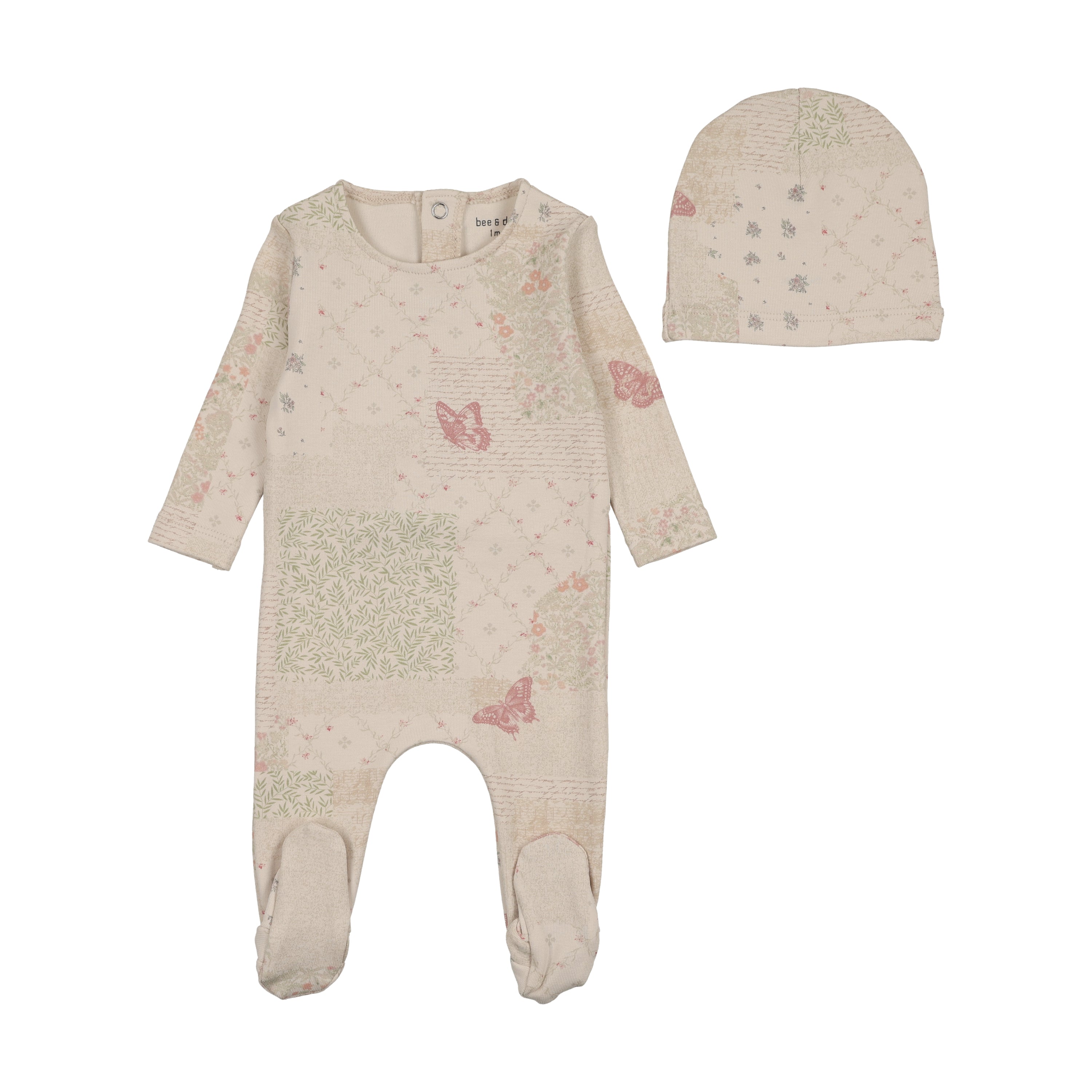 Organic Paper Print Footie & Hat