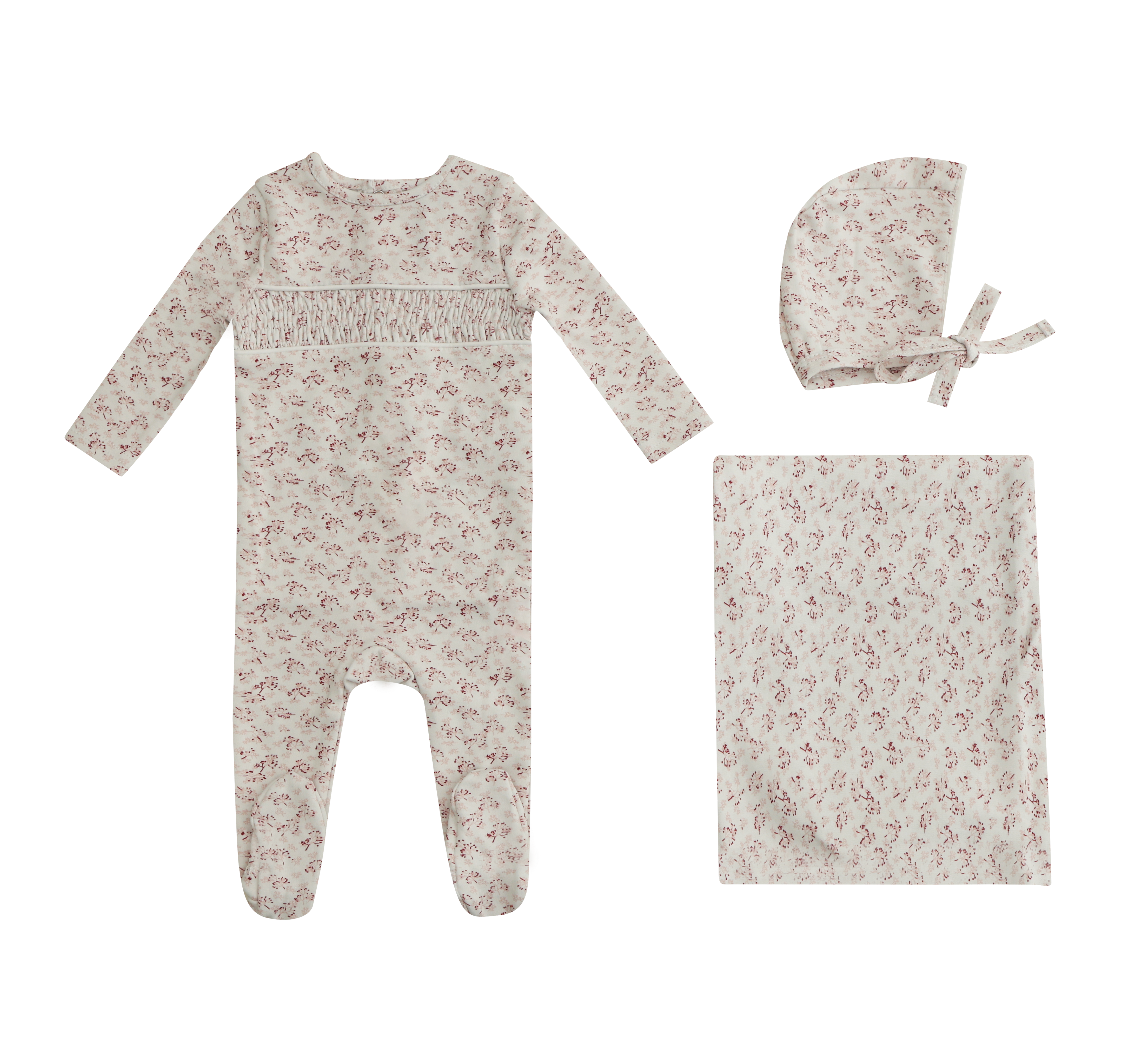 Smocked Floral Layette Set