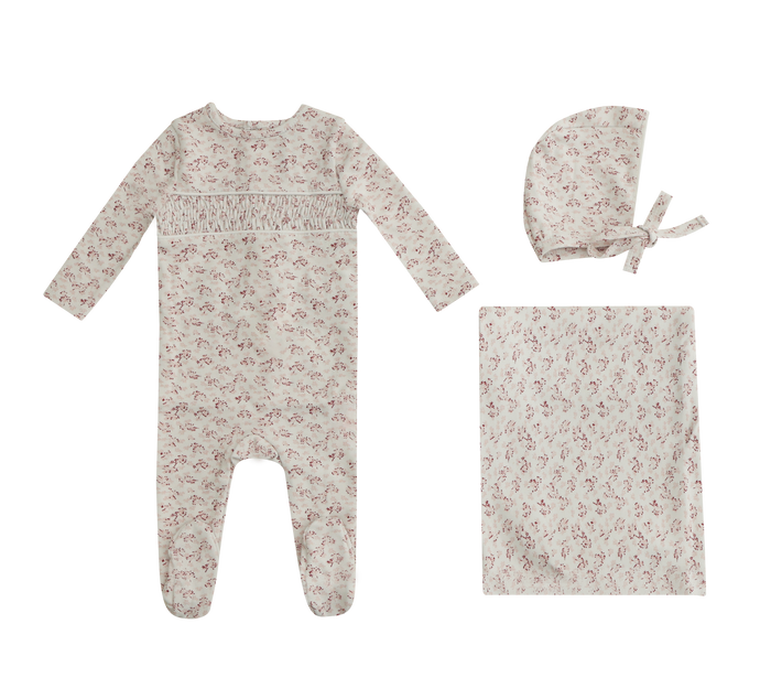 Smocked Floral Layette Set