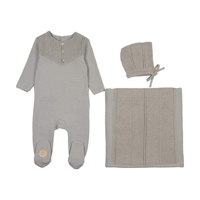 V-Knit Henley Layette Set