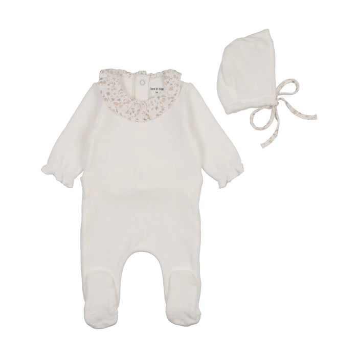 Whimsical Bloom Collar Footie & Hat