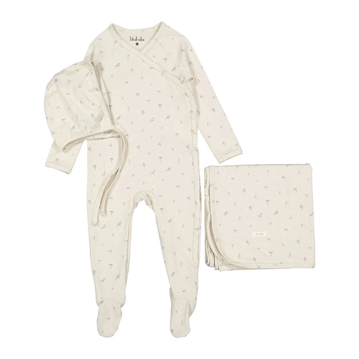 Tiny Bud Print Wrap Tie Layette Set