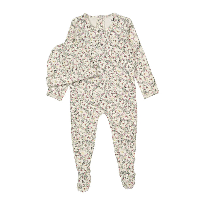 Circle Floral Print Footie & Hat
