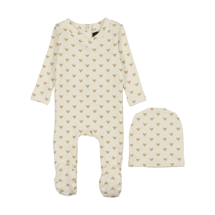 Gold Printed Footie & Hat