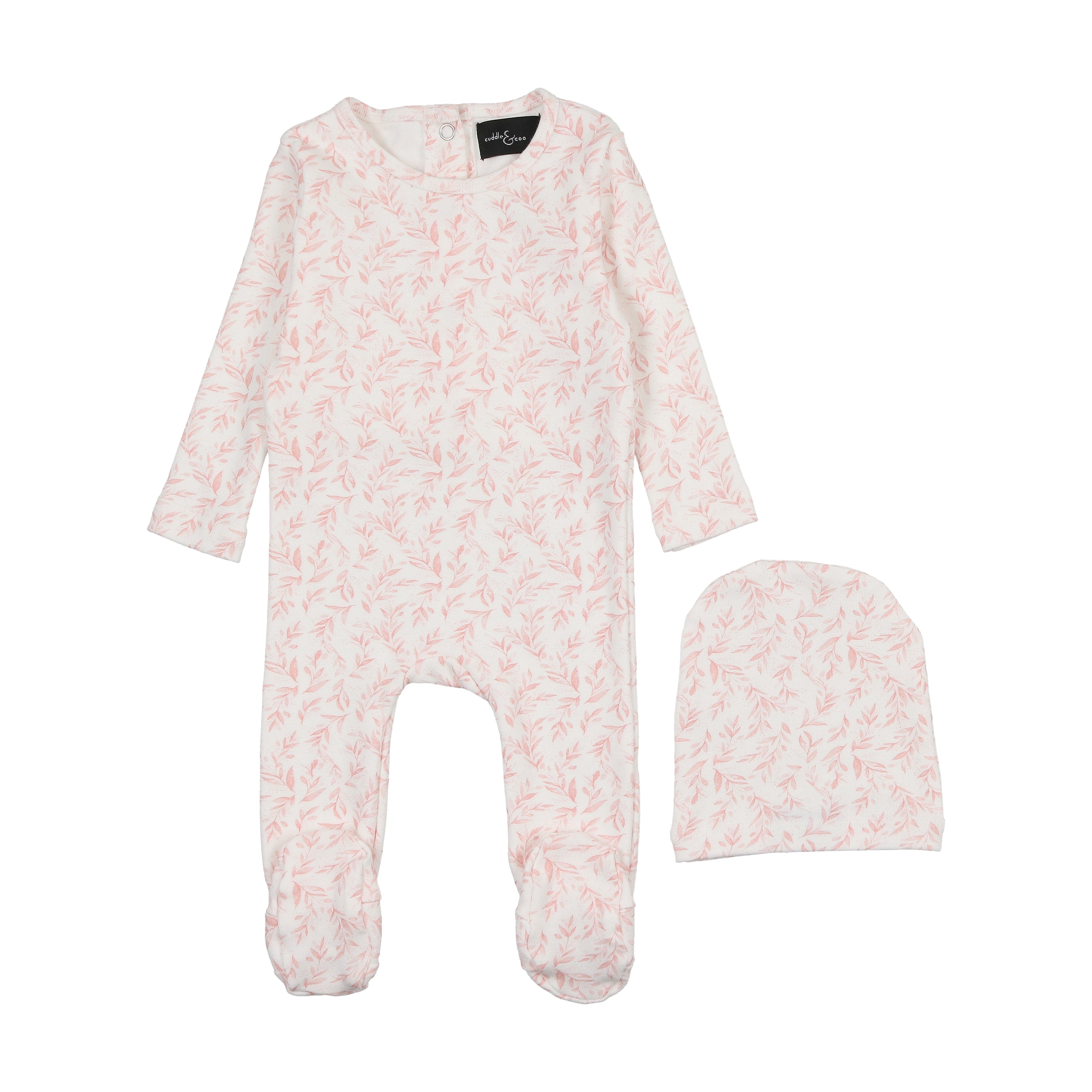 Petal Printed Footie & Hat