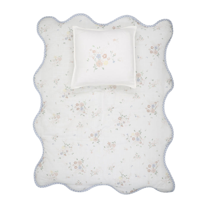 Gingham Floral Bamboo Filled Blanket & Pillow