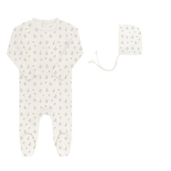 Garden Floral Print Footie & Hat