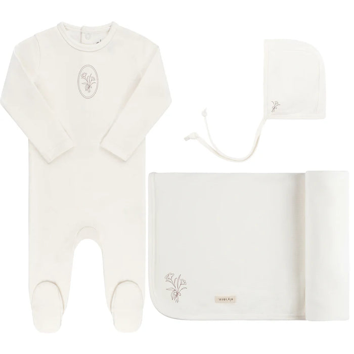 Velour Center Floral Layette Set