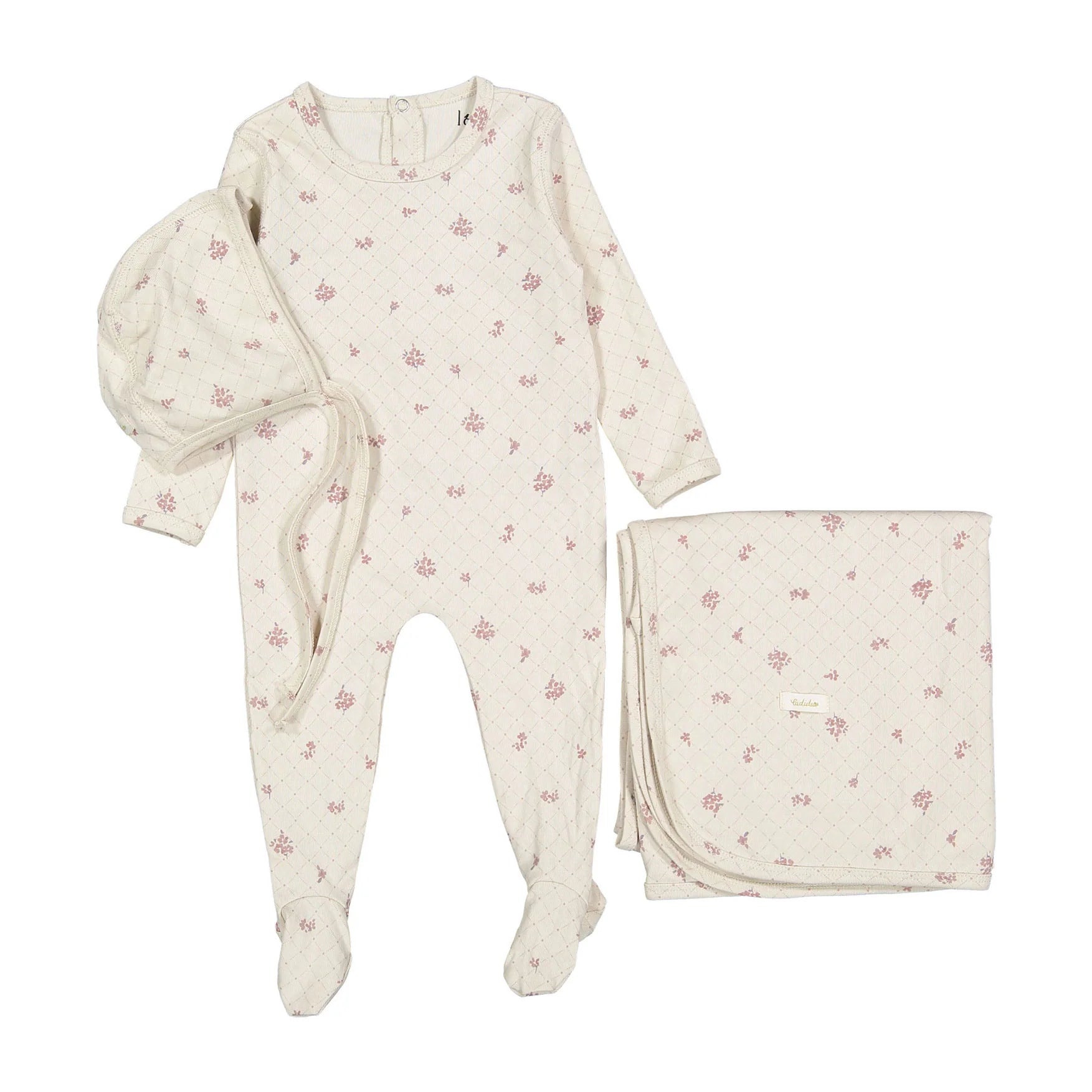 Grid Print Layette Set