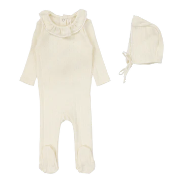 Fine Pointelle Collar Footie Set