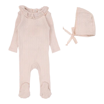 Fine Pointelle Collar Footie Set