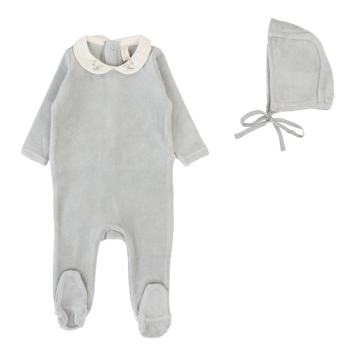 Velour Collar Footie Set