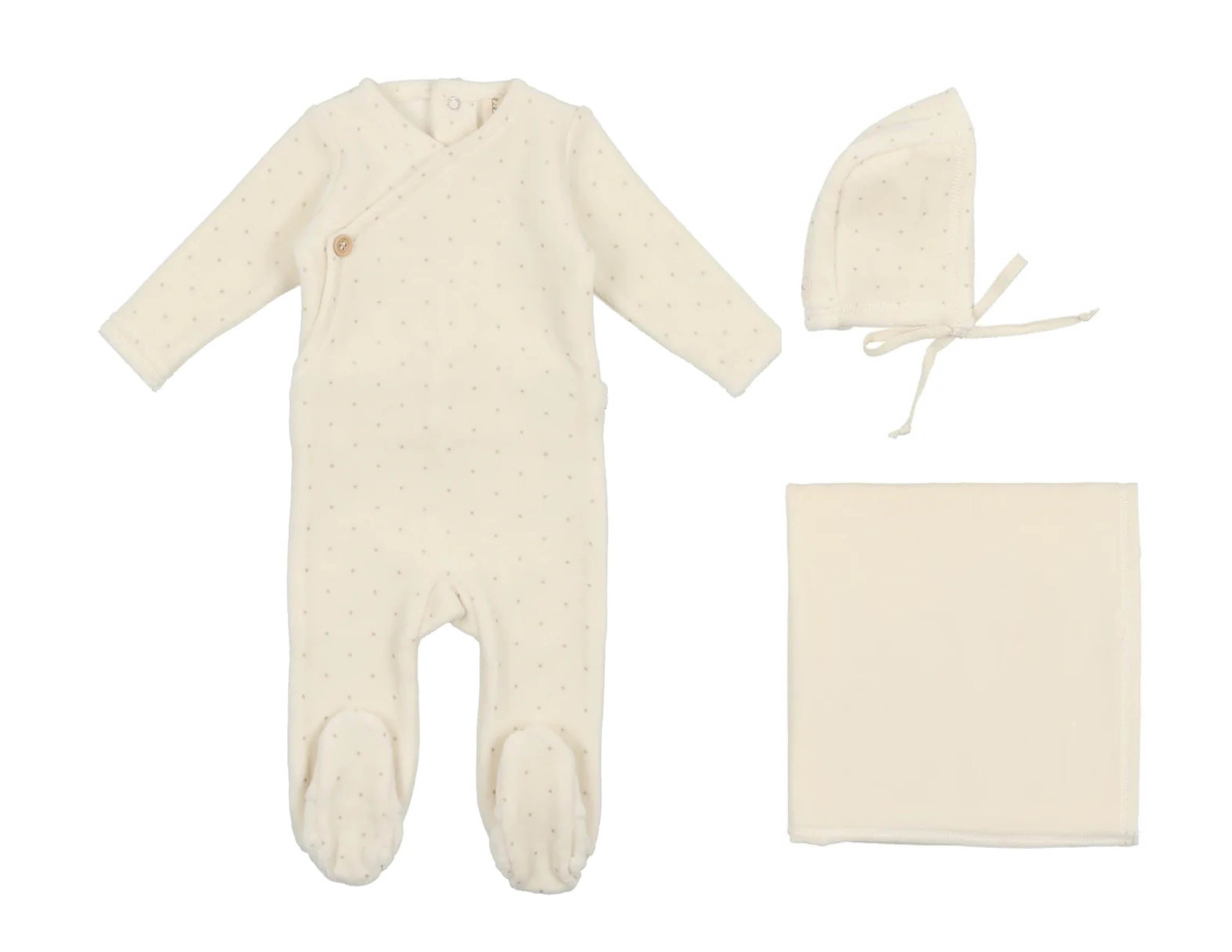 Velour Button Wrap Layette Set