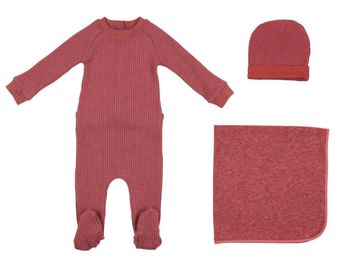 Rose Shimmer Waffle Layette Set