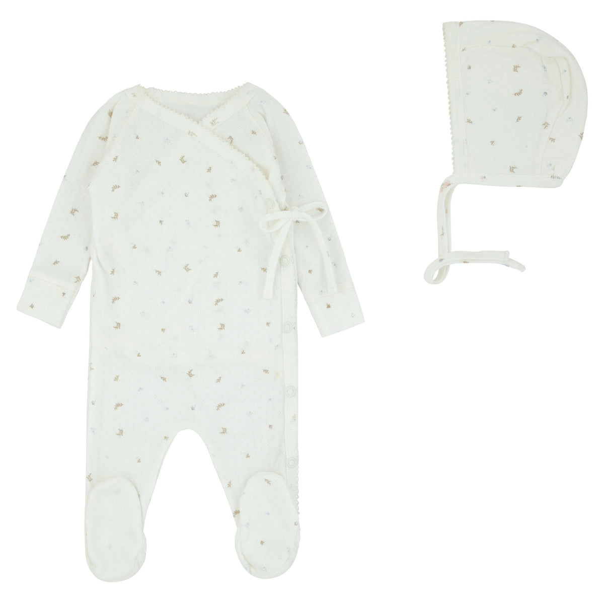 Pointelle Printed Wrap Footie & Bonnet