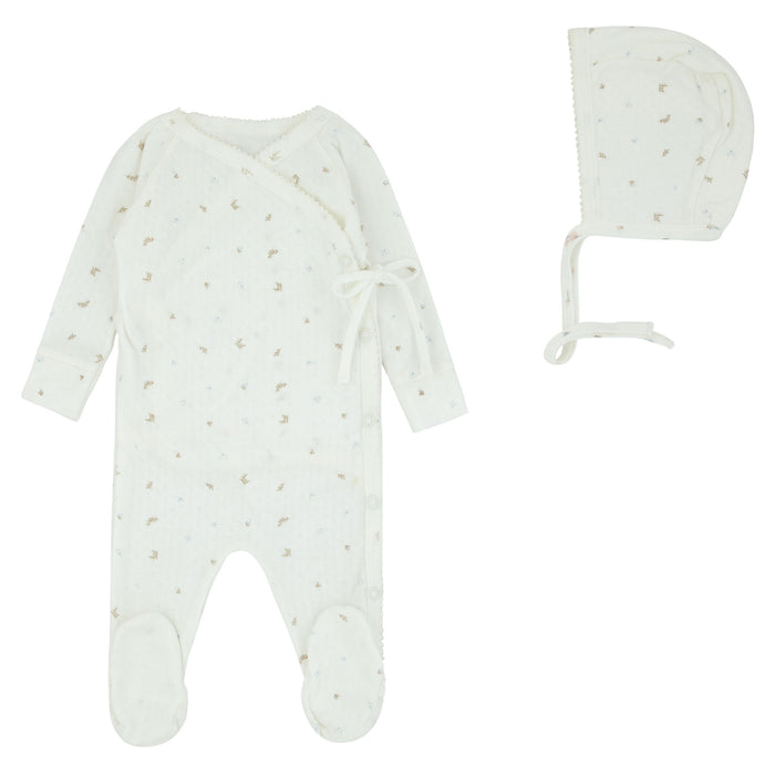 Pointelle Printed Wrap Footie & Bonnet