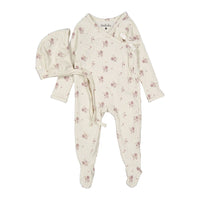 Watercolor Printed Footie & Bonnet