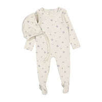 Grid Print Footie & Bonnet