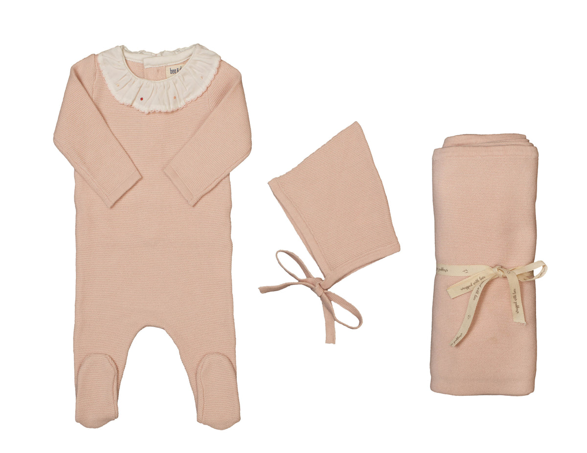 Knit Embroidered Dot Accent Layette Set