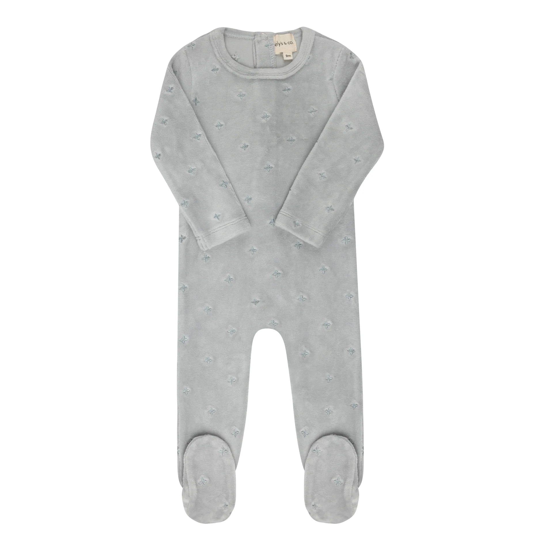 Velour Embroidered Floral Collection- Footie