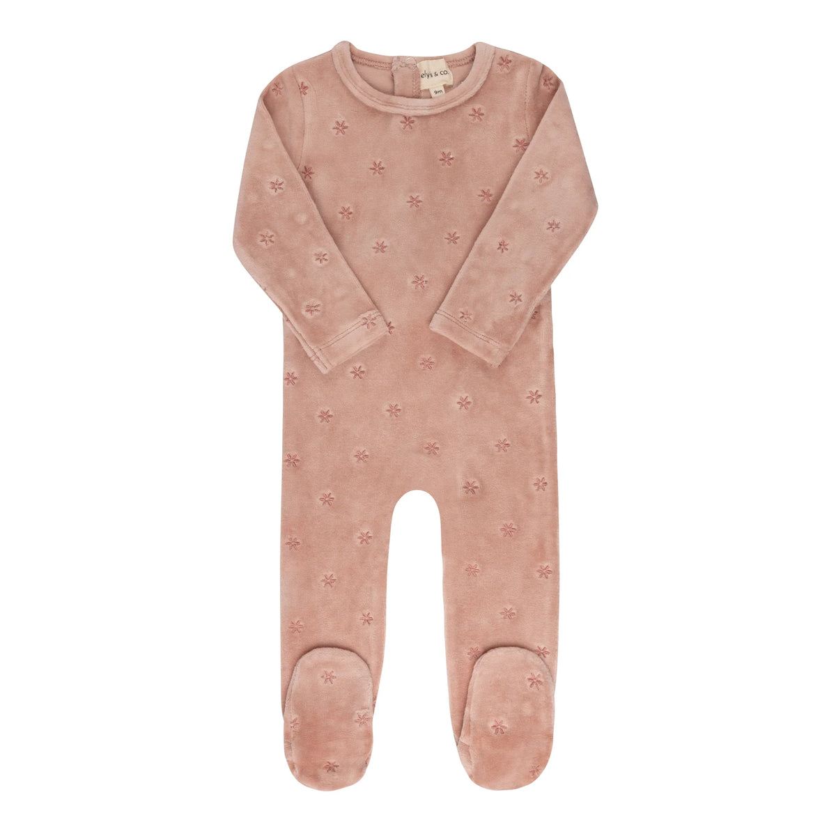 Velour Embroidered Floral Collection- Footie
